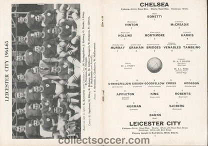 1965 League Cup Final 1st Leg Programme Chelsea V Leicester - Collect Soccer