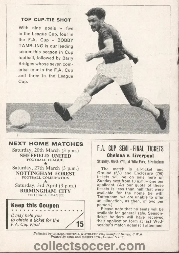 1965 League Cup Final 1st Leg Programme Chelsea V Leicester - Collect Soccer