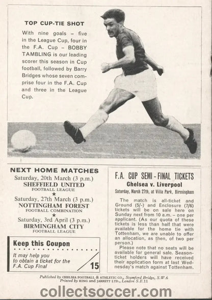 1965 League Cup Final 1st Leg Programme Chelsea V Leicester - Collect Soccer