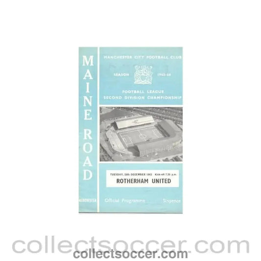 1965 - Manchester City v Rotherham United official programme 28/12/1965 - Collect Soccer