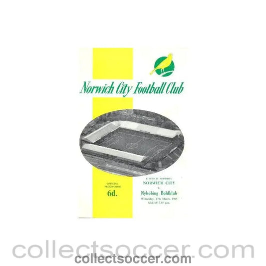 1965 - Norwich City v Nykobing Boldclub official programme 17/03/1965 - Collect Soccer