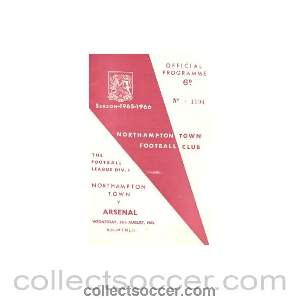 1965 - Nothampton v Arsenal official programme 25/08/1965