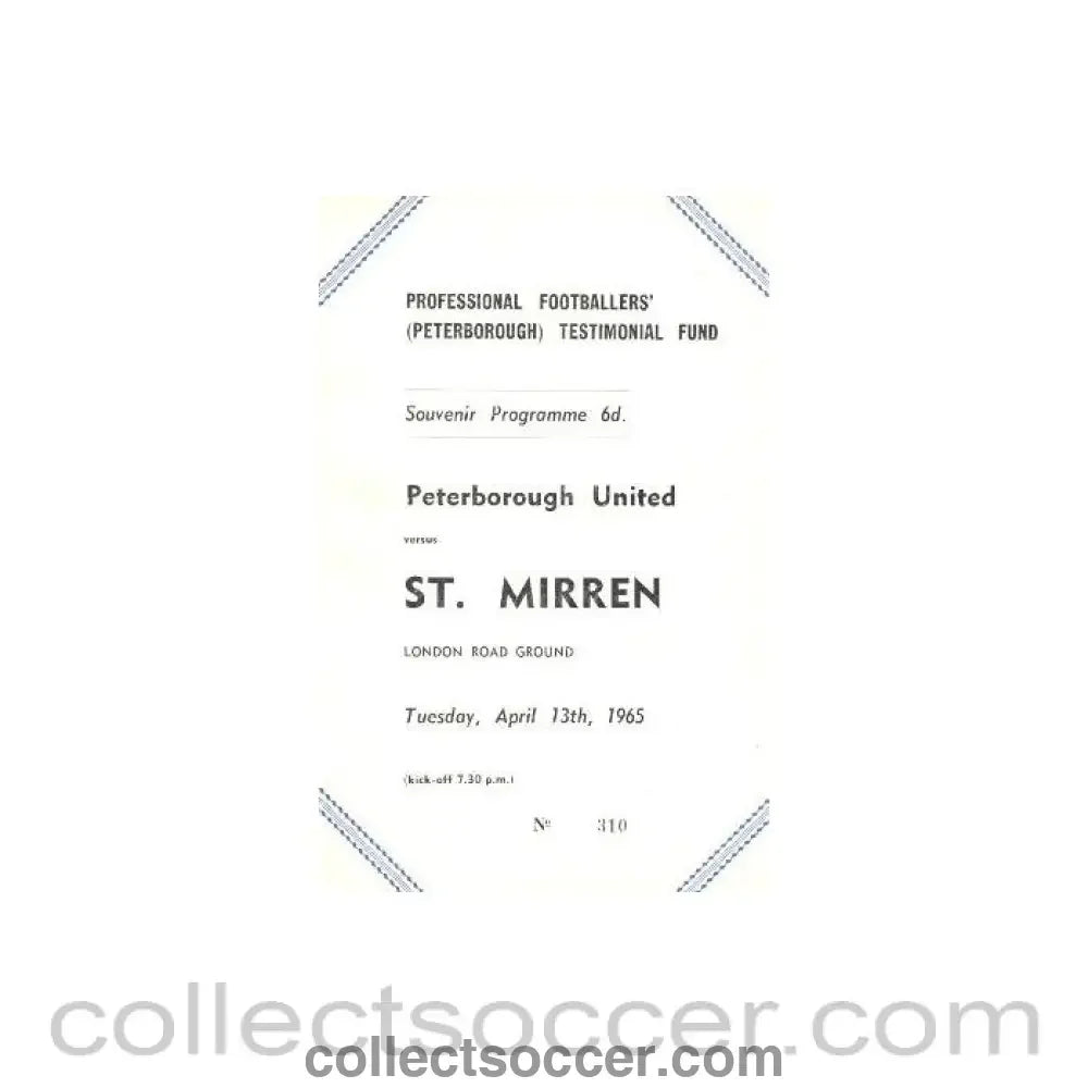 1965 - Peterborough United v St. Mirren official programme 13/04/1965 - Collect Soccer