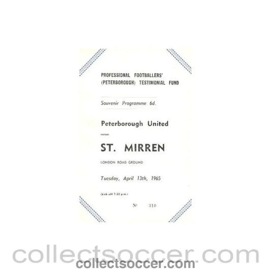 1965 - Peterborough United v St. Mirren official programme 13/04/1965 - Collect Soccer