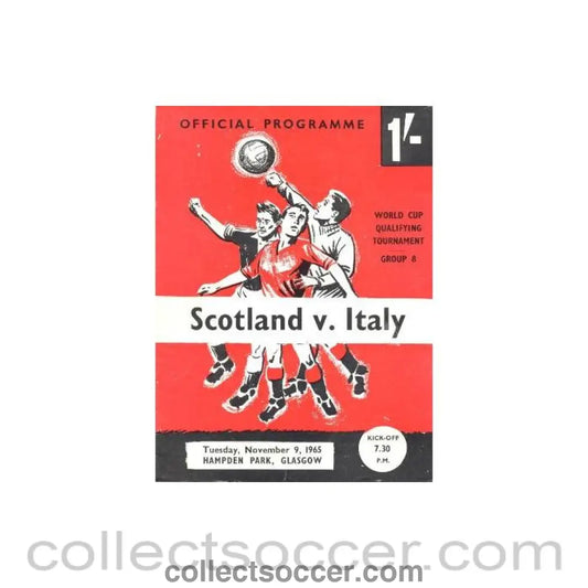 1965 Scotland v Italy official programme 09/11/1965 - Collect Soccer