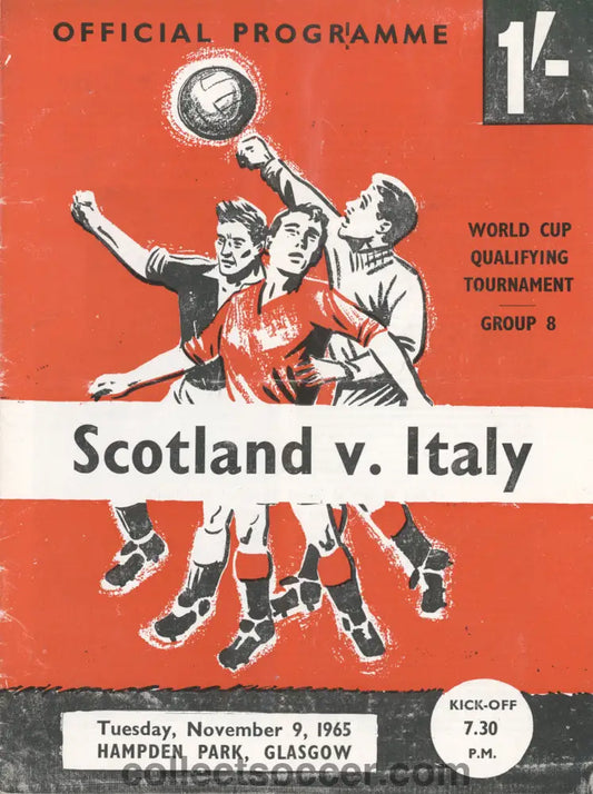 1965 Scotland v Italy official programme 09/11/1965