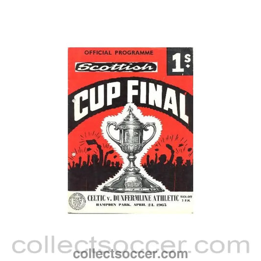 1965 Scottish Cup Final Celtic v Dunfermline Athletic official programme hole-punched