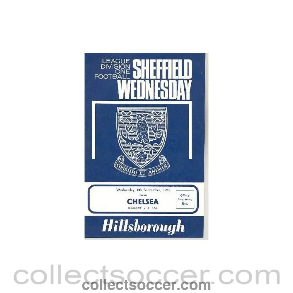 1965 - Sheffield Wednesday vChelsea official programme 08/09/1965 - Collect Soccer