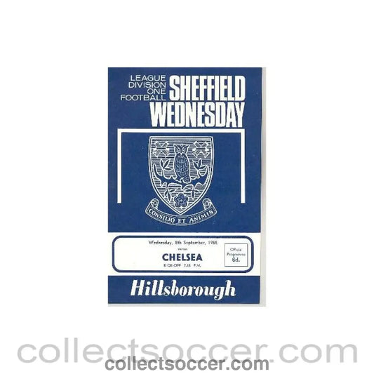 1965 - Sheffield Wednesday vChelsea official programme 08/09/1965
