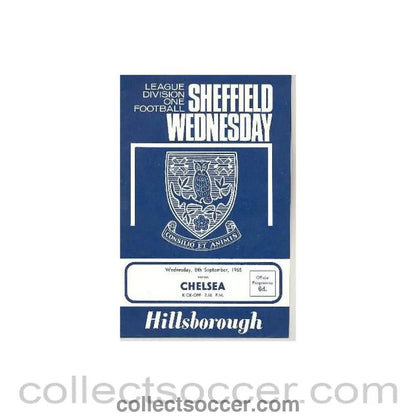 1965 - Sheffield Wednesday vChelsea official programme 08/09/1965 - Collect Soccer
