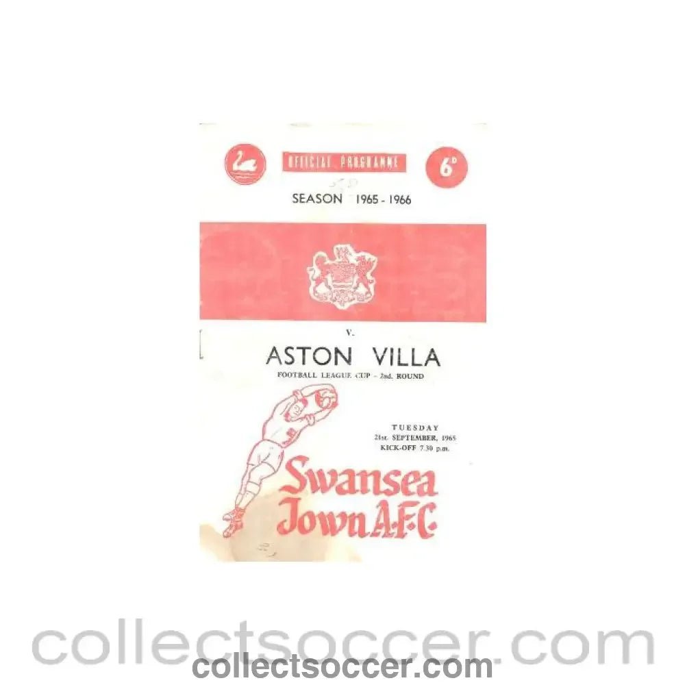 1965 - Swansea City v Aston Villa official programme 21/09/1965 - Collect Soccer