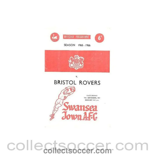 1965 - Swansea City v Bristol Rovers official programme 25/09/1965 - Collect Soccer