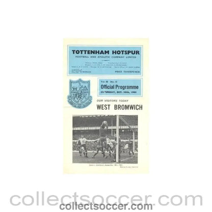 1965 - Tottenham Hotspur v West Bromwich Albion official programme 30/10/1965 Football League - Collect Soccer