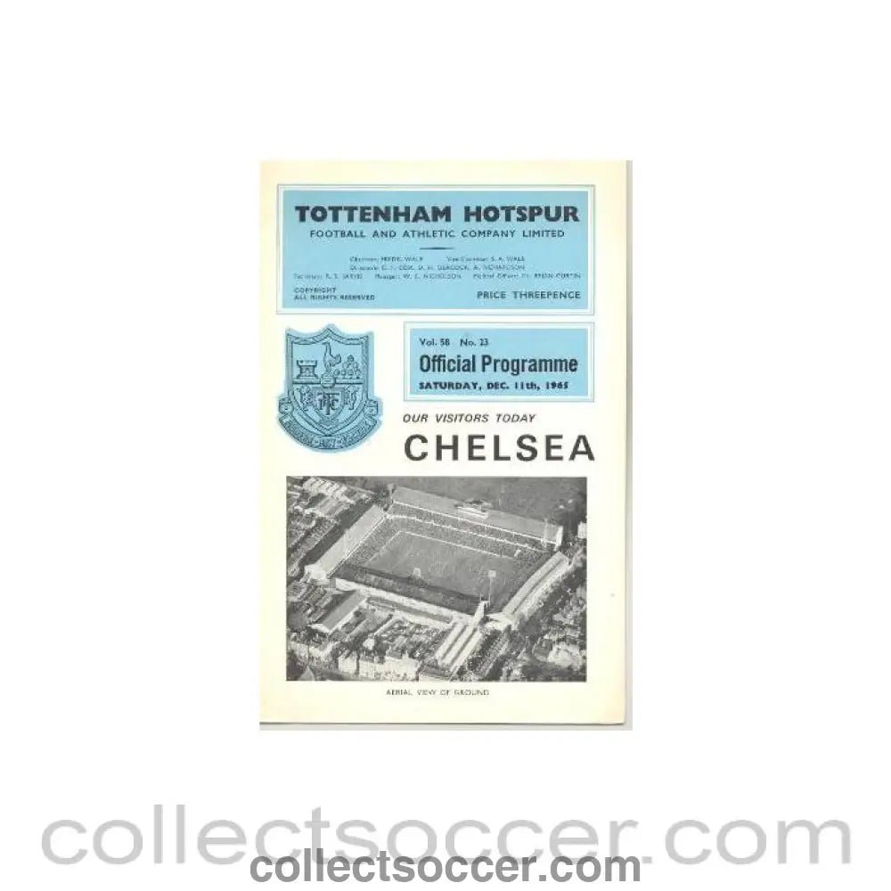 1965 - Tottenham Hotspur vChelsea official programme 11/12/1965 - Collect Soccer
