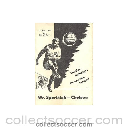 1965 - Vienna v Chelsea official programme 17/11/1965 Very Rare - Collect Soccer