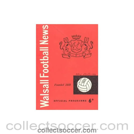 1965 - Walsall v Mansfield Town official programme 23/10/1965 Football League - Collect Soccer