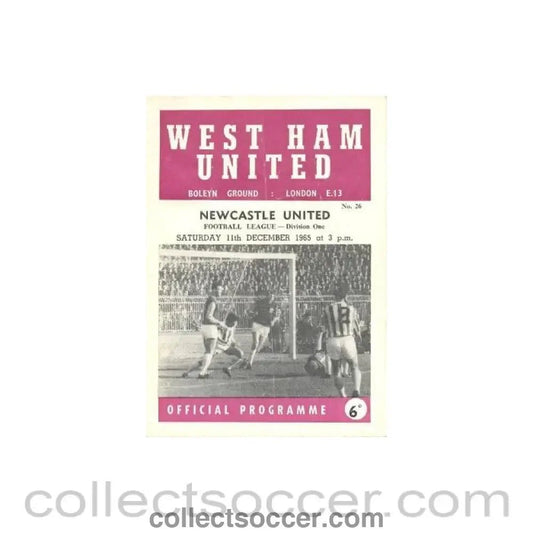 1965 - West Ham United v Newcastle United official programme 11/12/1965 - Collect Soccer