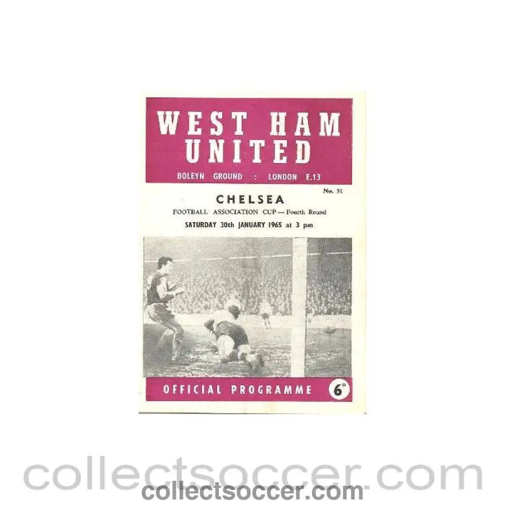 1965 - West Ham United vChelsea official programme 30/01/1965 - Collect Soccer