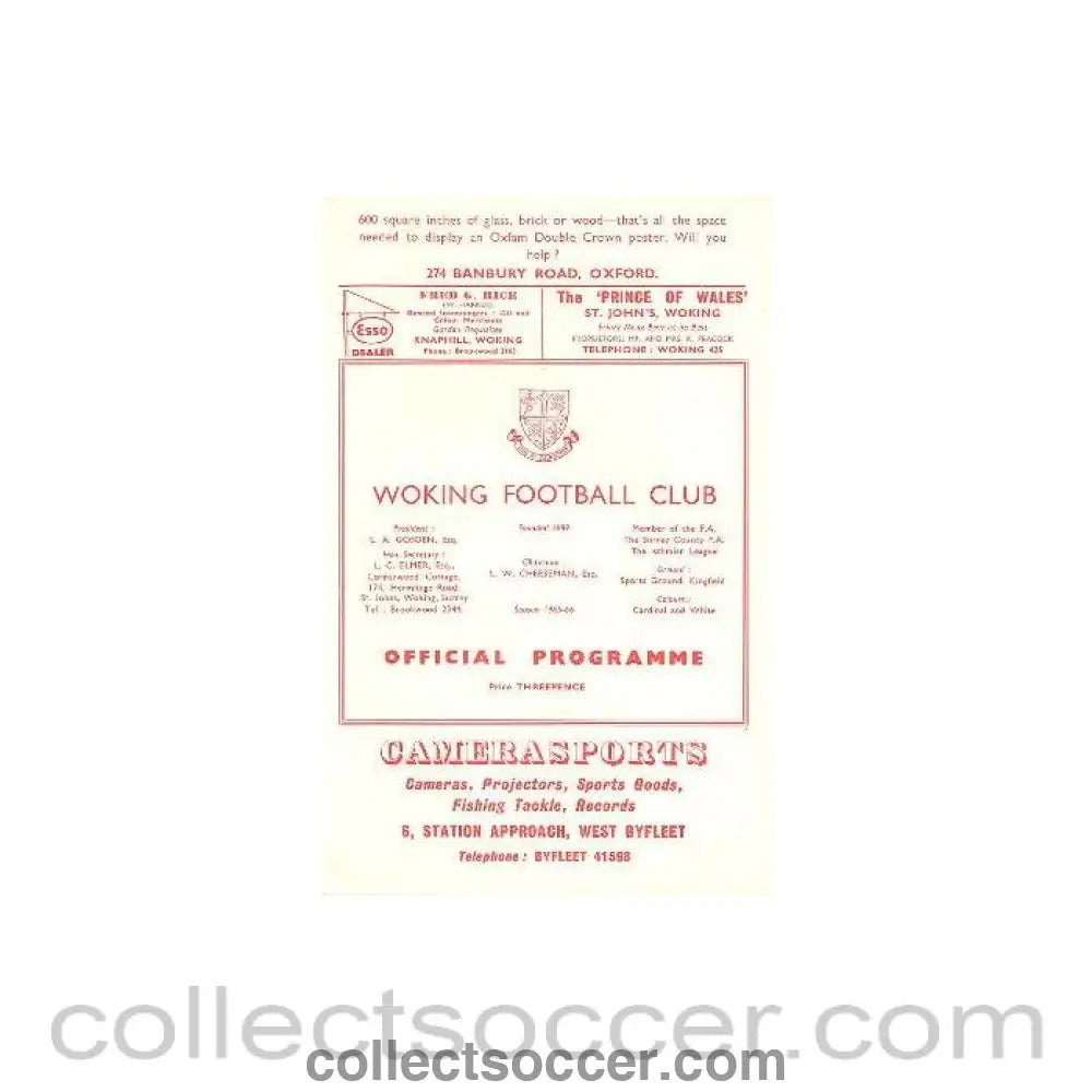 1965 - Woking vChelsea official programme 07/12/1965