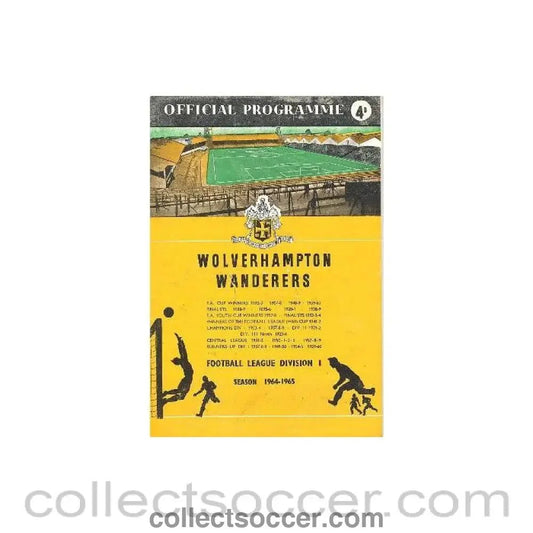 1965 - Wolverhampton Wanderers v Aston Villa official programme 24/02/1965 F.A. Cup - Collect Soccer