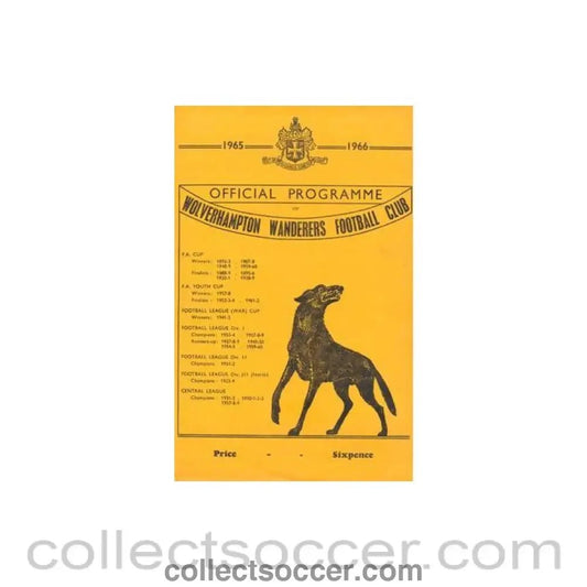 1965 - Wolverhampton Wanderers v Manchester City official programme 30/08/1965 Football League - Collect Soccer
