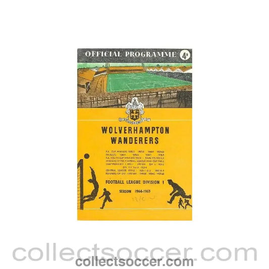 1965 - Wolverhampton Wanderers v Manchester United official programme 06/03/1965 F.A. Cup - Collect Soccer