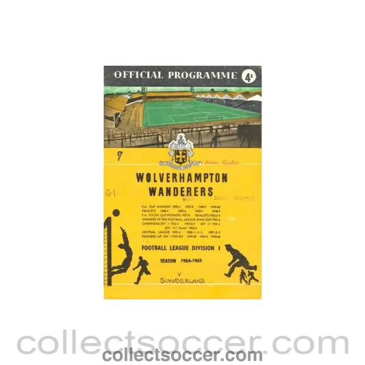 1965 - Wolverhampton Wanderers v Sunderland official programme 20/04/1965 Football League - Collect Soccer