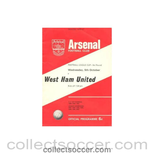 1966 - Arsenal v West Ham United official programme 05/10/1966
