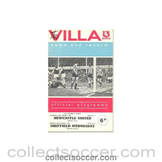 1966 - Aston Villa v Newcastle United official programme 20/08/1966 - Collect Soccer