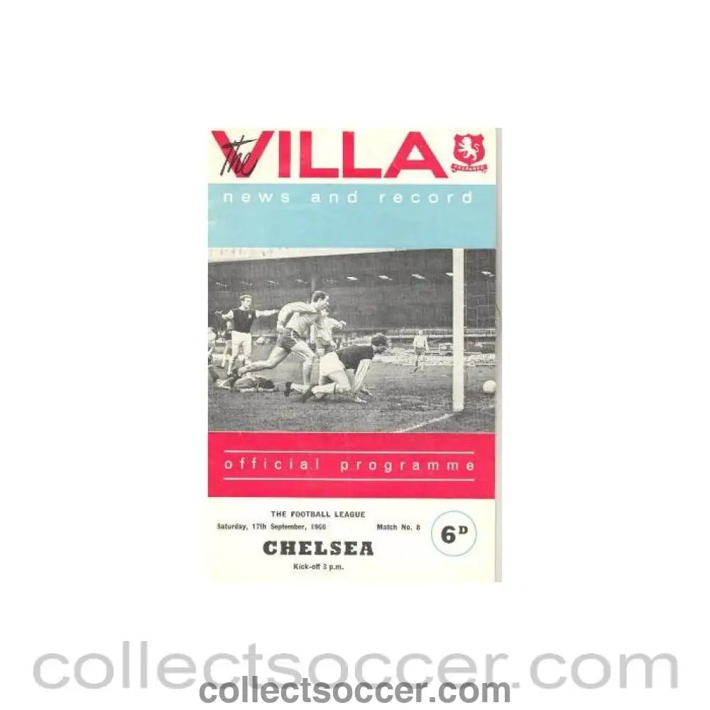 1966 - Aston Villa vChelsea official programme 17/09/1966 - Collect Soccer