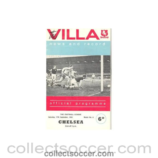 1966 - Aston Villa vChelsea official programme 17/09/1966