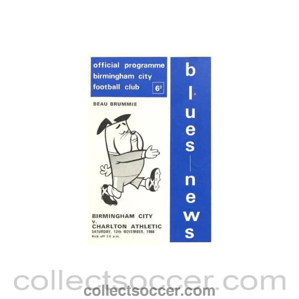 1966 - Birmingham City v Charlton Athletic official programme 12/11/1966