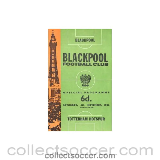 1966 - Blackpool v Tottenham Hotspur official programme 05/11/1966 Football League