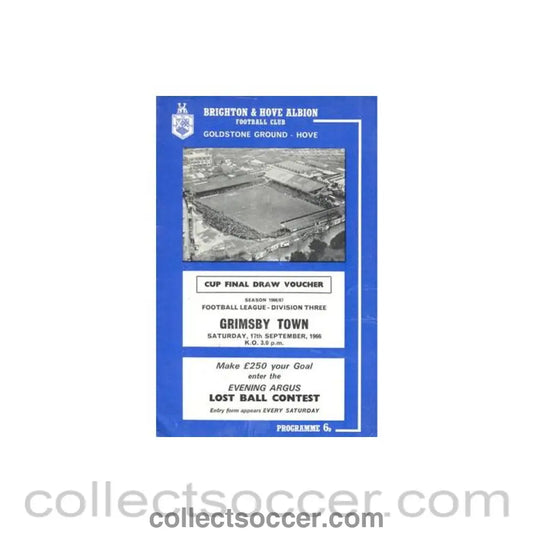 1966 - Brighton & Hove Albion v Grimsby Town official programme 17/09/1966 Football League
