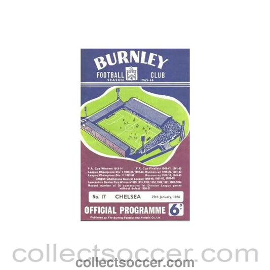 1966 - Burnley vChelsea official programme 29/01/1966