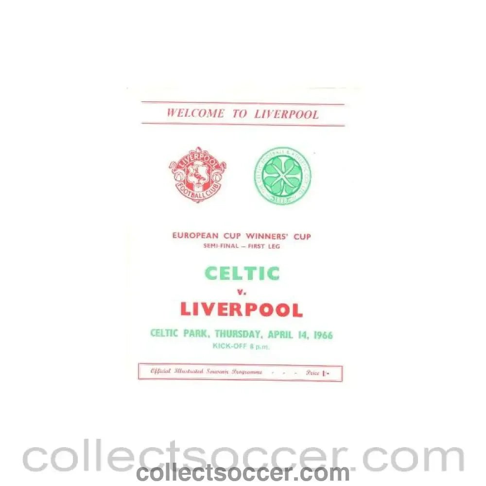 1966 - Celtic v Liverpool official programme 14/04/1966 - Collect Soccer