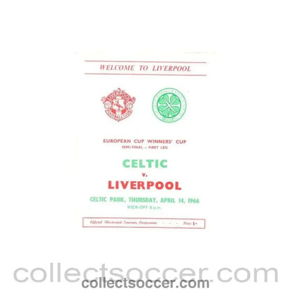 1966 - Celtic v Liverpool official programme 14/04/1966 - Collect Soccer