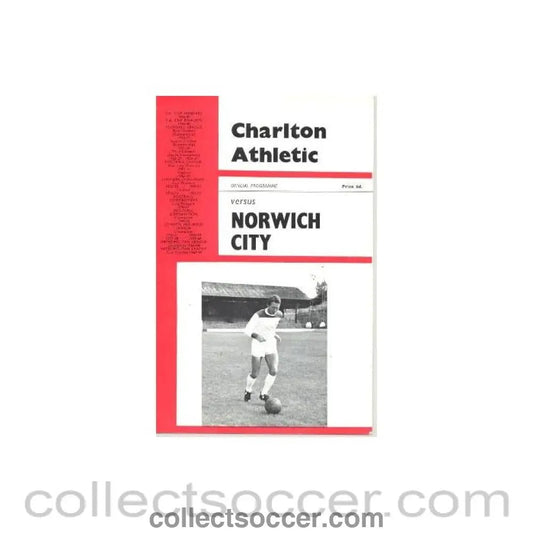 1966 - Charlton Athletic v Norwich City official programme 19/04/1966 Football League - Collect Soccer