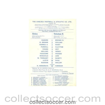 1966 - Chelsea Reserves v Tottenham Hotspur Reserves official programme 12/11/1966