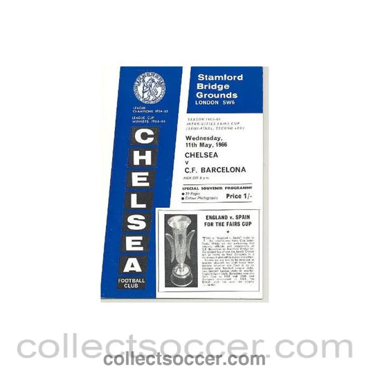 1966 - Chelsea v Barcelona official programme 11/05/1966