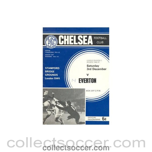 1966 - Chelsea v Everton official programme 03/12/1966 Football League token missing and hence half price