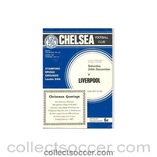 1966 - Chelsea v Liverpool official programme 24/12/1966 Football League