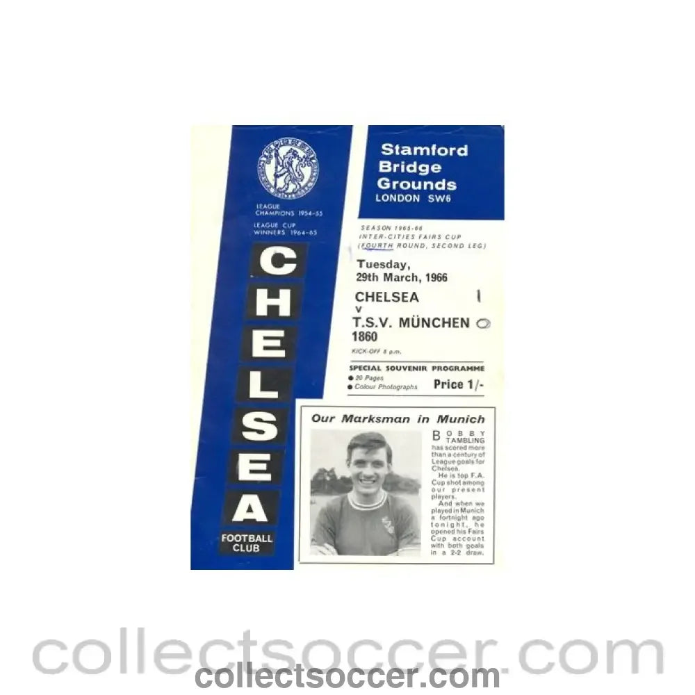 1966 - Chelsea v Munich official programme 29/03/1966