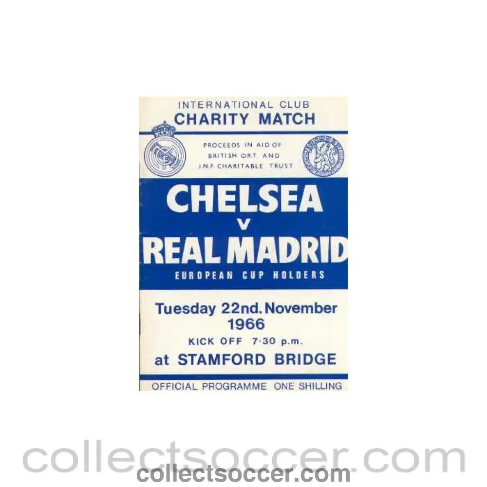 1966 - Chelsea V Real Madrid official programme 22/11/1966 - Collect Soccer
