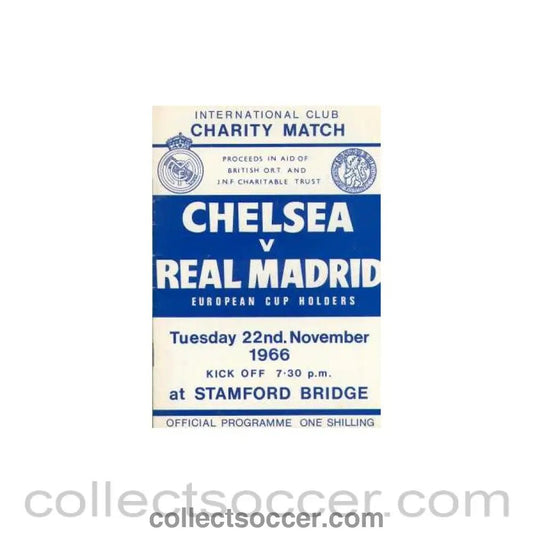 1966 - Chelsea V Real Madrid official programme 22/11/1966 - Collect Soccer
