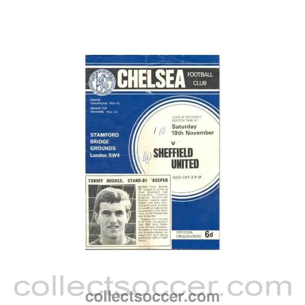 1966 - Chelsea v Sheffield United official programme 19/11/1966 Football League - Collect Soccer