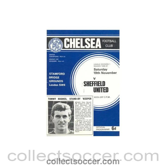 1966 - Chelsea v Sheffield United official programme 19/11/1966 Football League token missing and hence half price