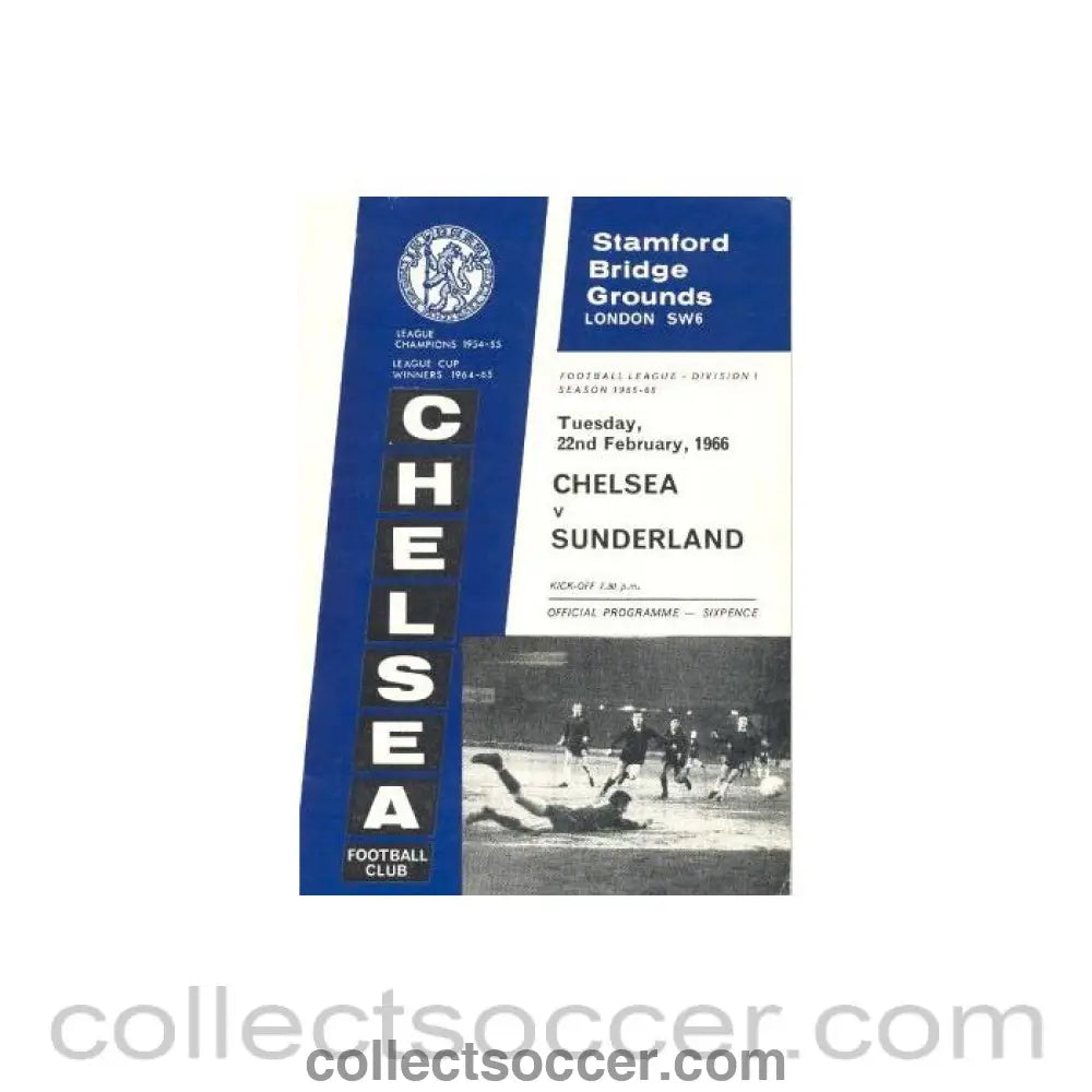 1966 - Chelsea v Sunderland official programme 22/02/1966