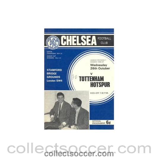 1966 - Chelsea v Tottenham Hotspur official programme 26/10/1966 Football League token missing and hence half price