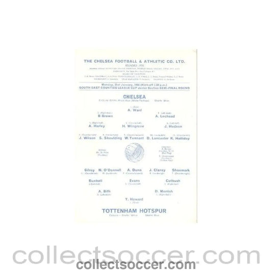 1966 - Chelsea v Tottenham Hotspur official programme 31/01/1966